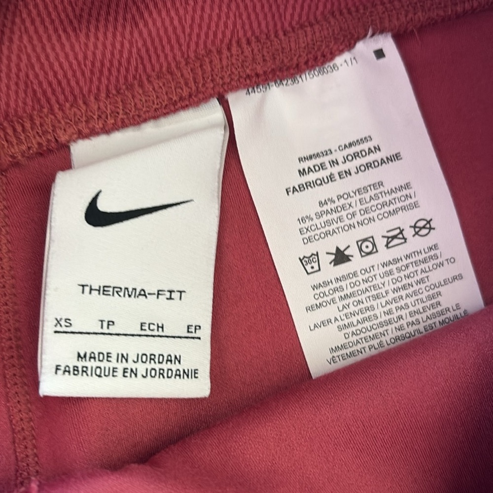 Nike Therma-Fit ONE Size XS High-Waisted Pomegranate Leggings - Picture 4 of 5